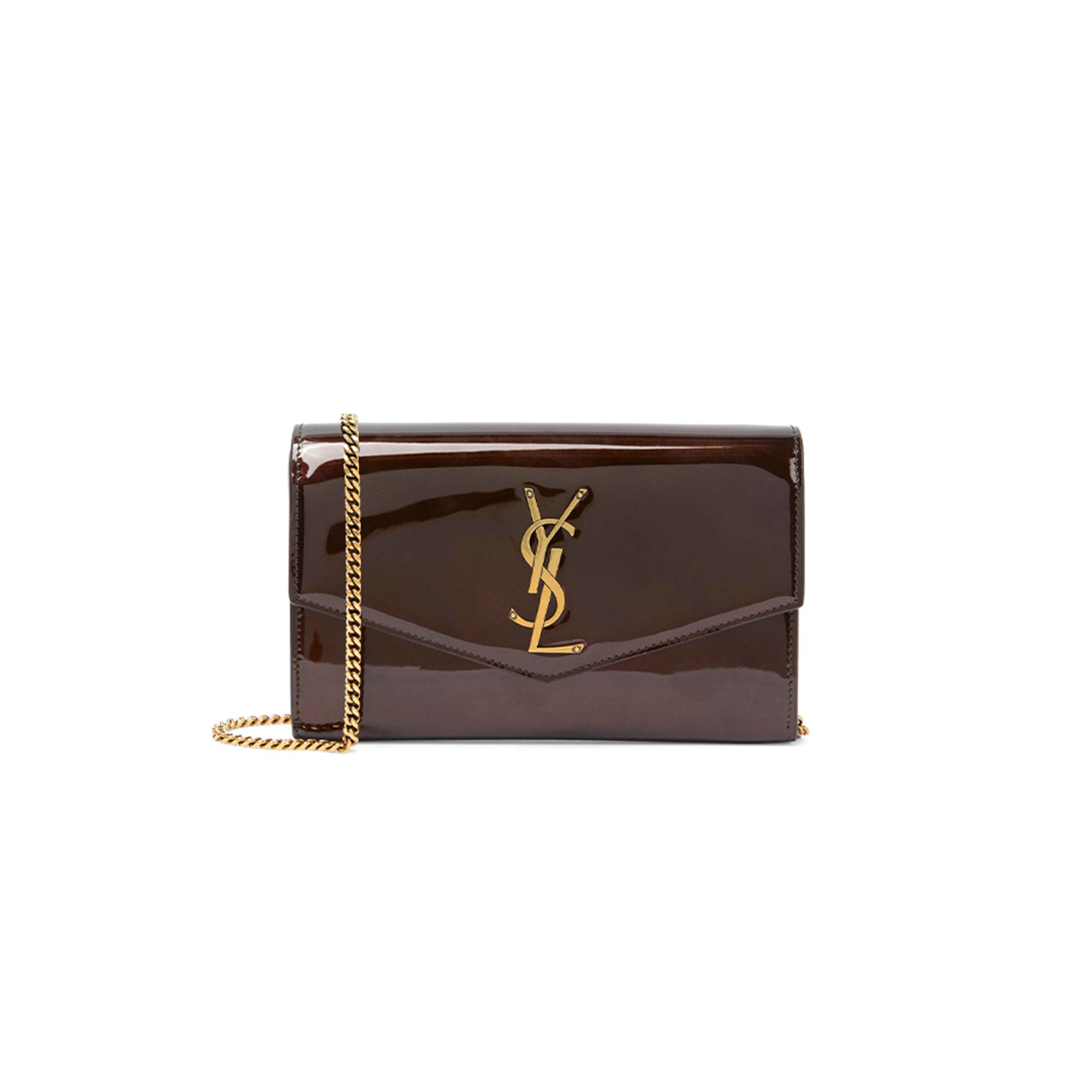 YSL UPTOWN PATENT LEATHER WALLET ON CHAIN 607788AACVM6160 (19*12*3cm)